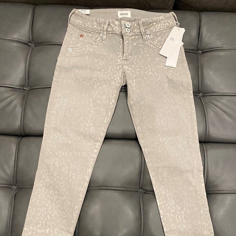 Hudson Crop Skinny Jeans - Grey Leopard